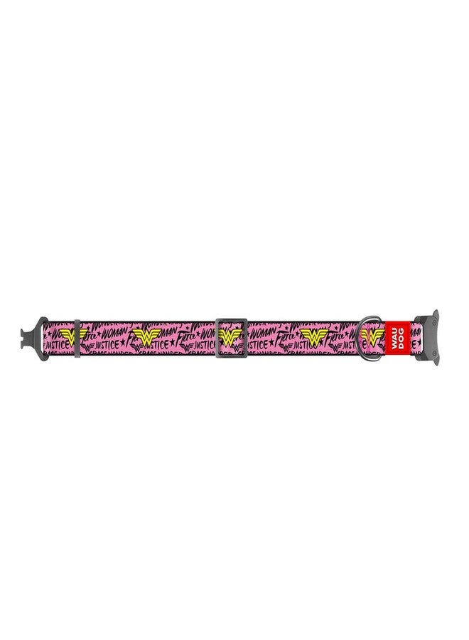 WAUDOG Adjustable Dog Collars - Superman Printed Collars for Dogs & Puppies - Soft Durable & Strong Dog Collars - Nylon Dog Collars for Pets - Pink,Black (23-35 cm) - Image 2